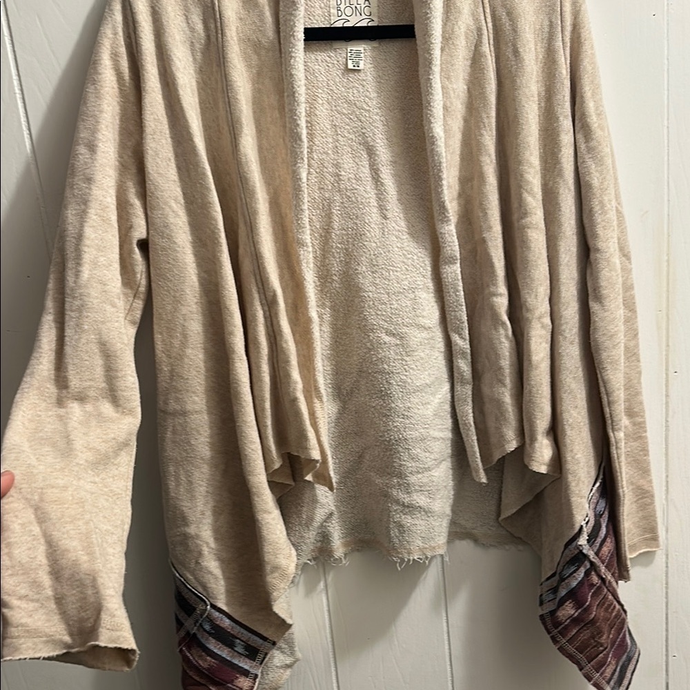 Billabong Cream Cardigan Asymmetrical Waterfall Knit - Picture 7 of 14